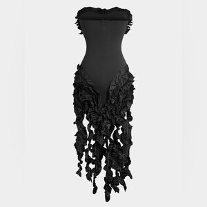 New W/o Tags - Sexy Elegant Black Ruffled Body Con Dress